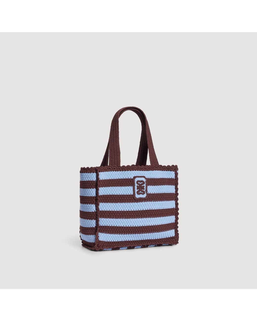 Sandro Blue Striped Crochet Bag