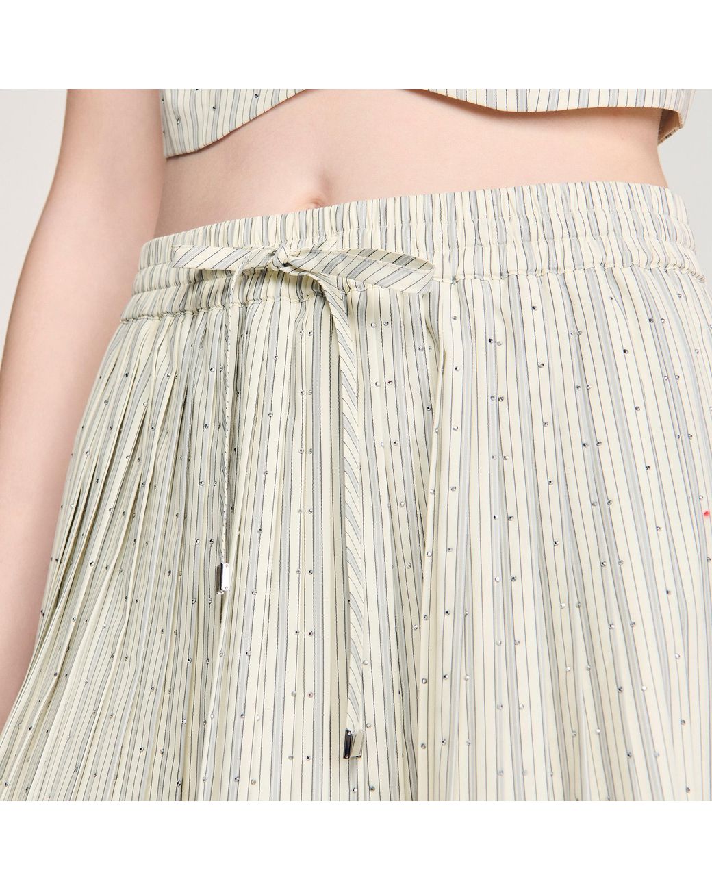 Sandro Multicolor Short Rhinestone Striped Skirt