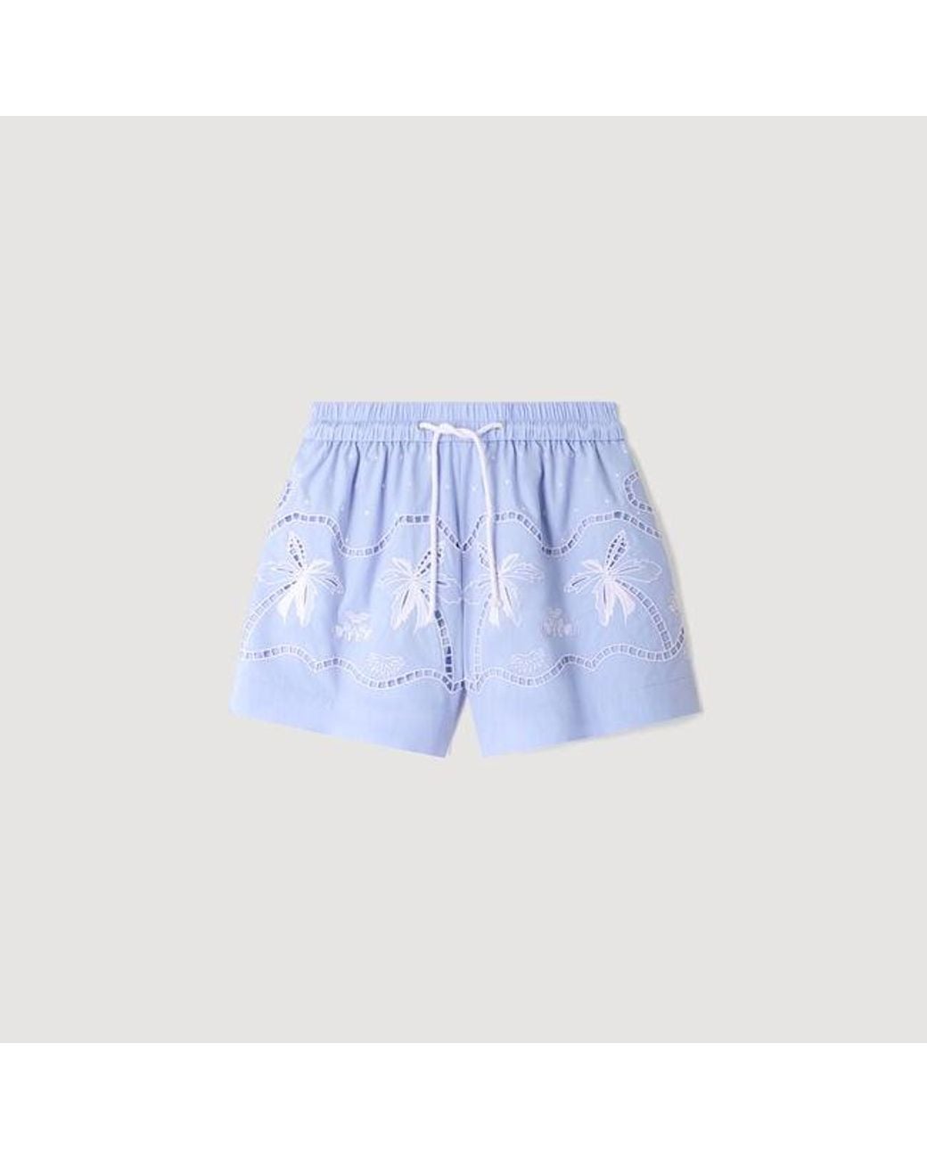 Sandro Blue Embroidered Cotton Shorts