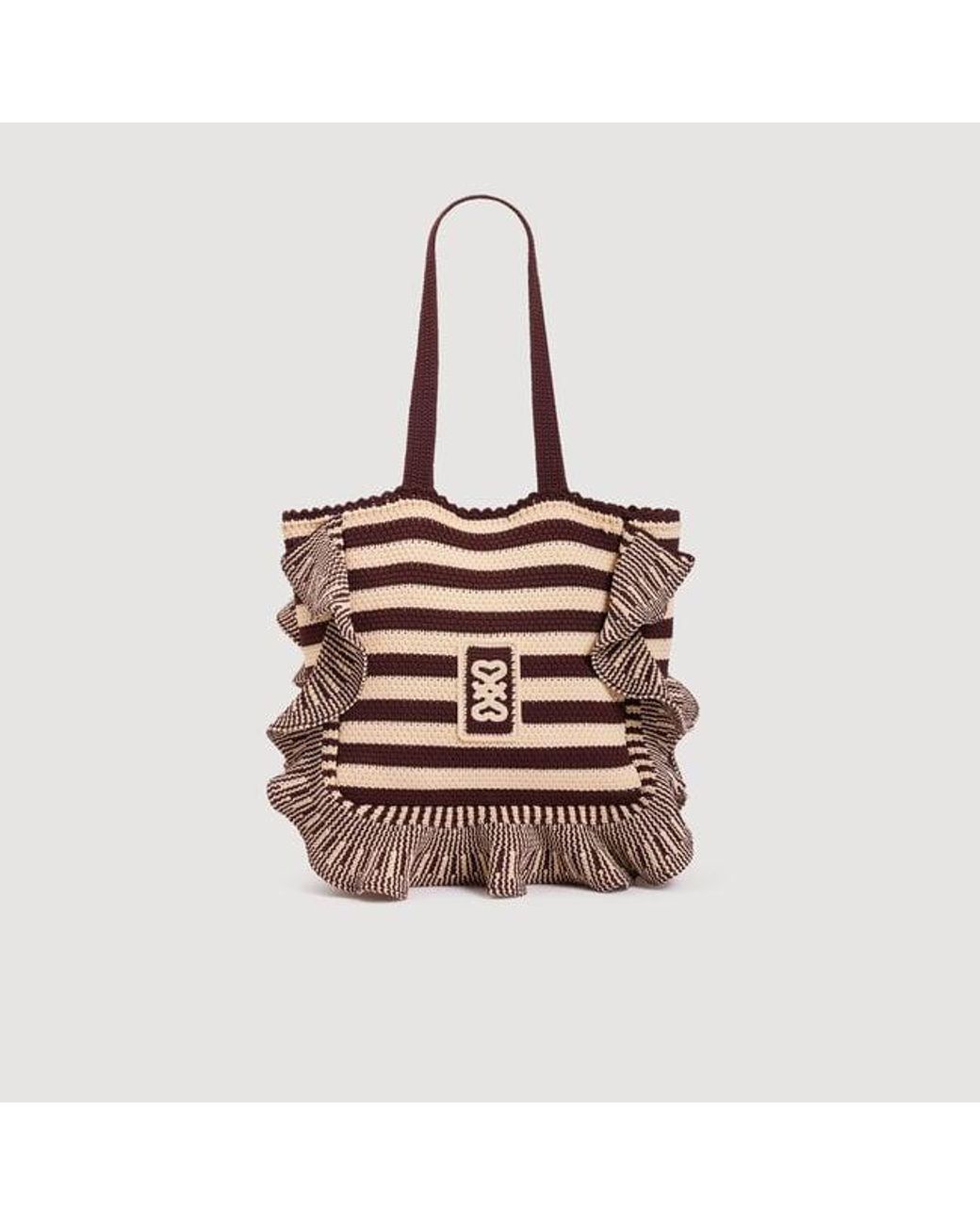 Sandro Multicolor Striped Crochet Bag