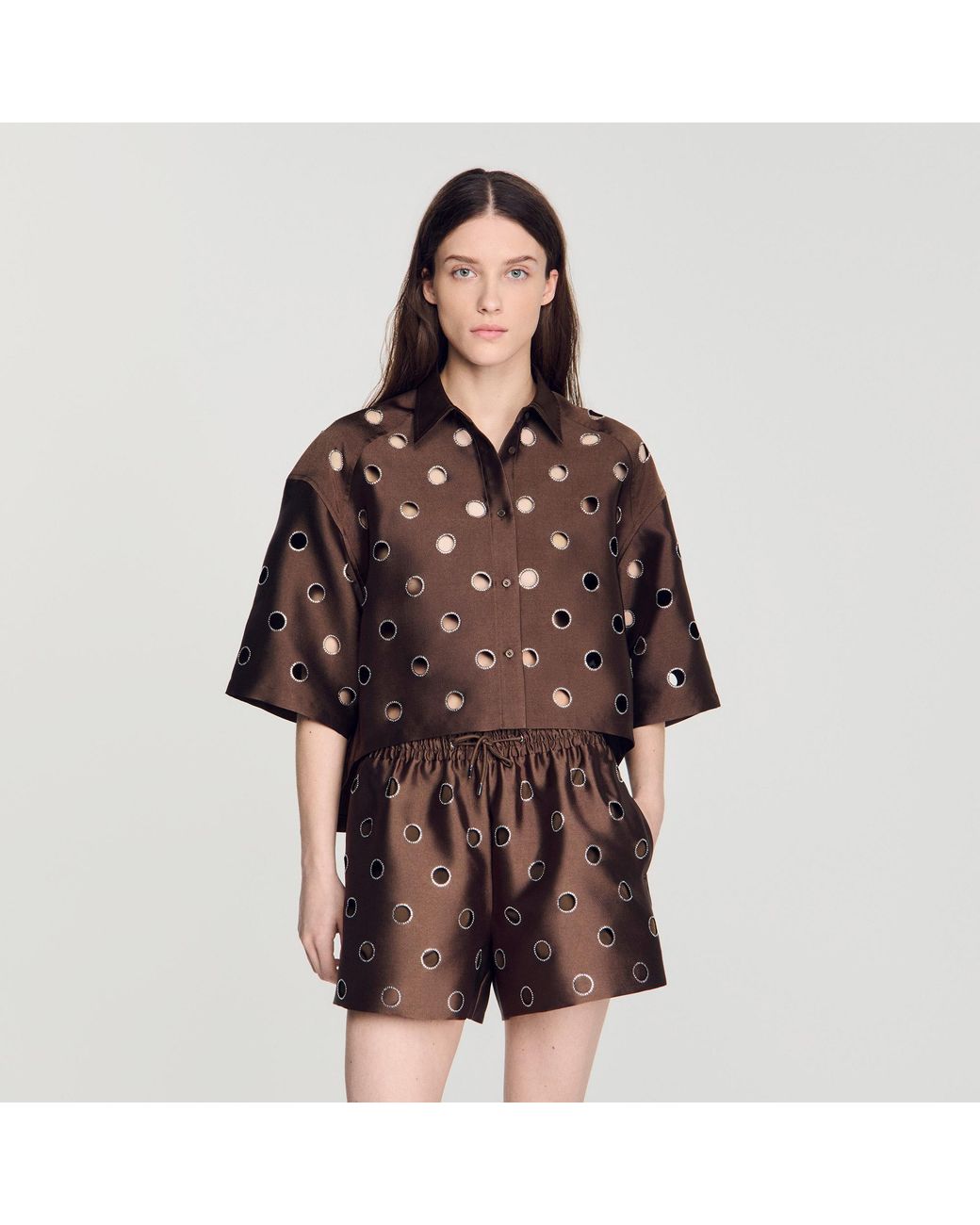 Sandro Red Rhinestone Shirt