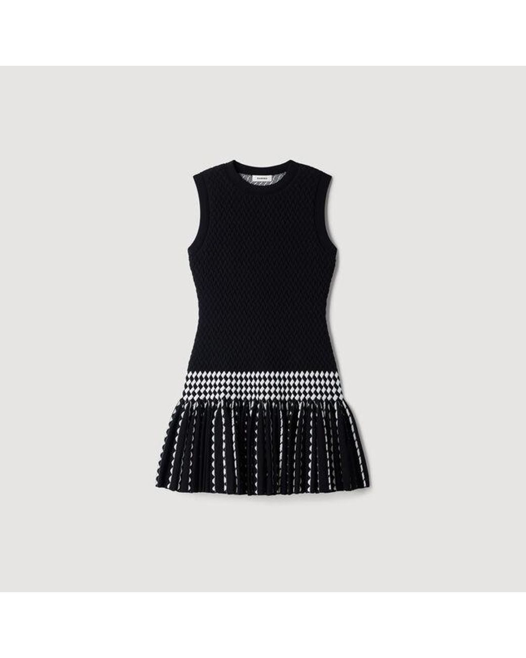 Sandro Black Check Knit Short Dress
