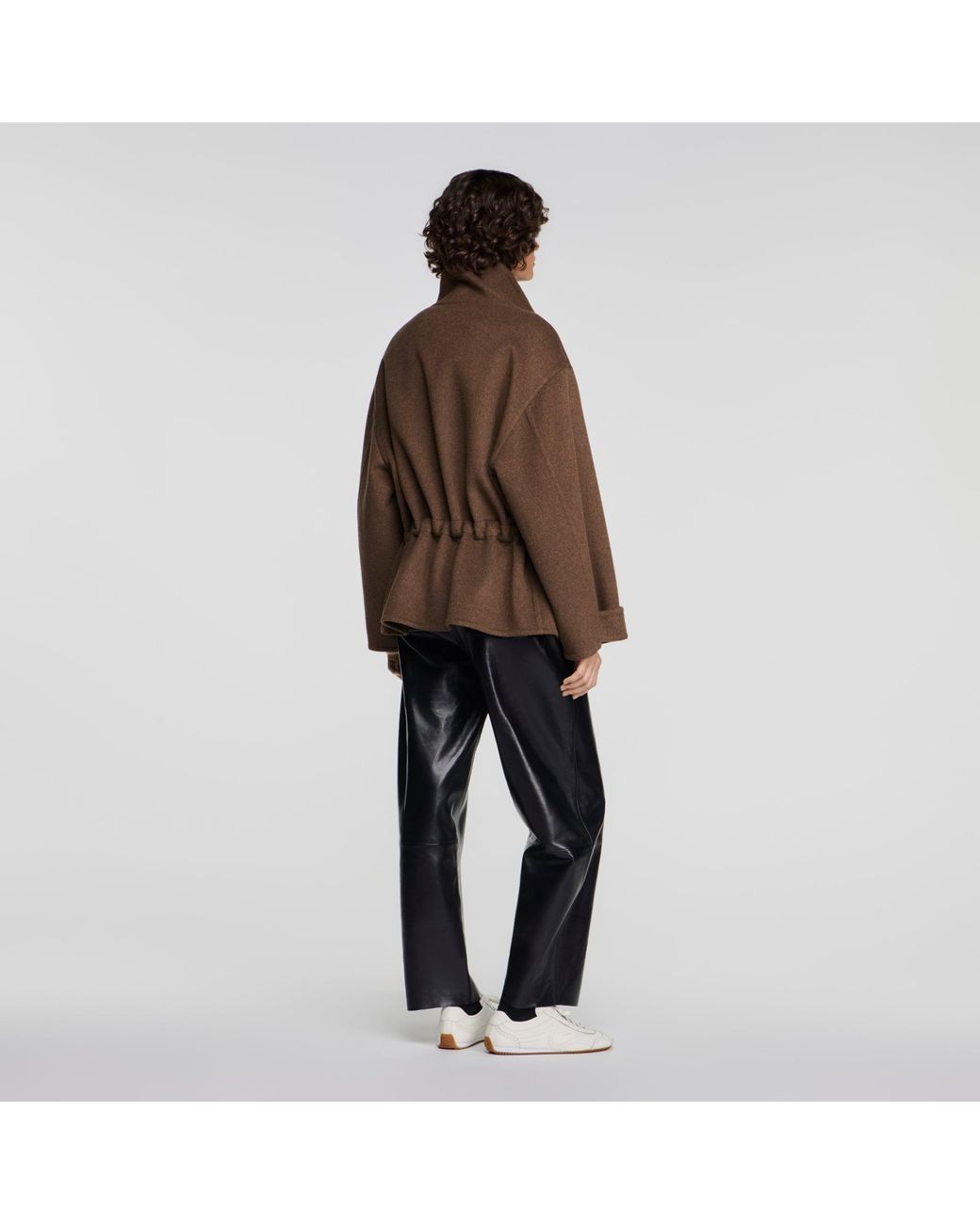 Sandro Black Double-Faced Standing Collar Coat