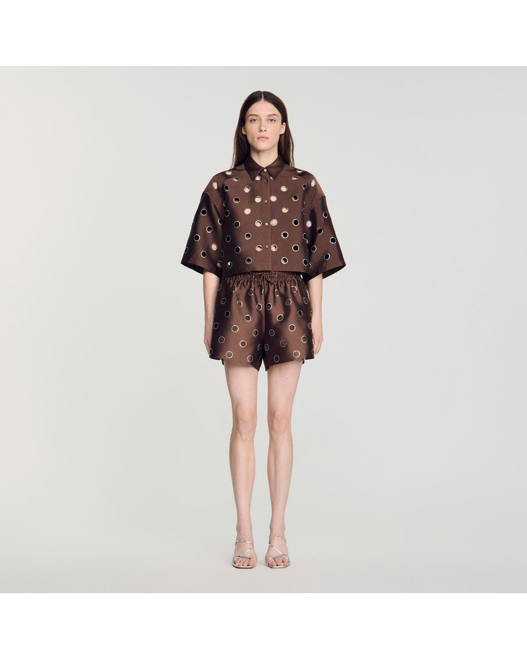 Sandro Red Rhinestone Shirt