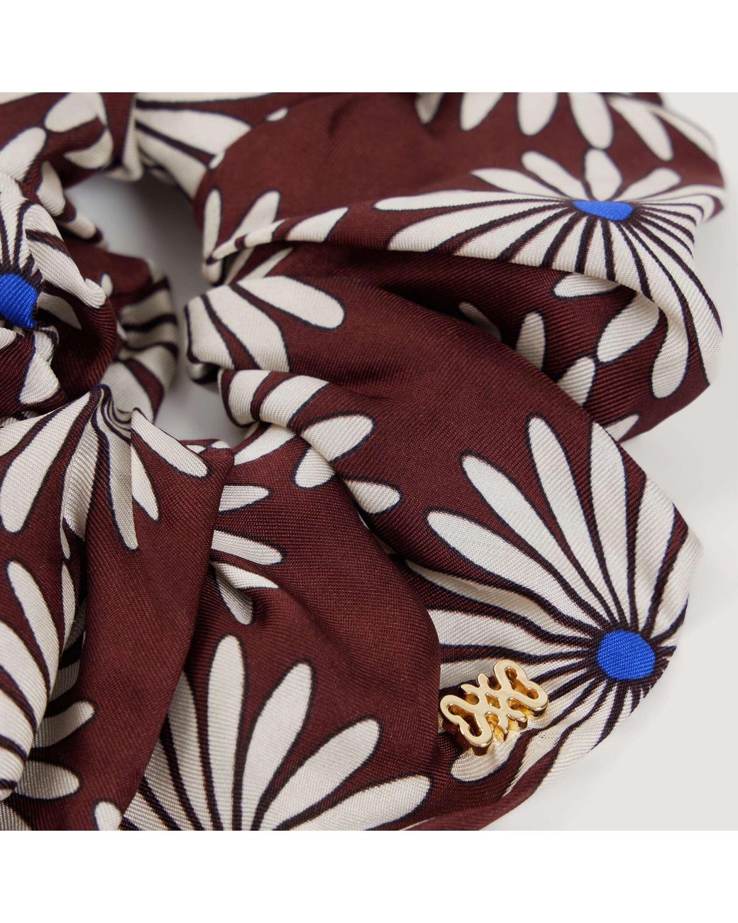 Sandro Metallic Printed Silk Scrunchie