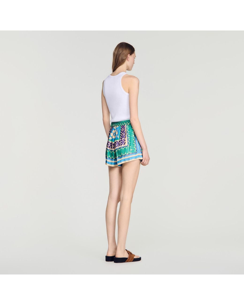 Sandro Blue Short Floral Print Shorts