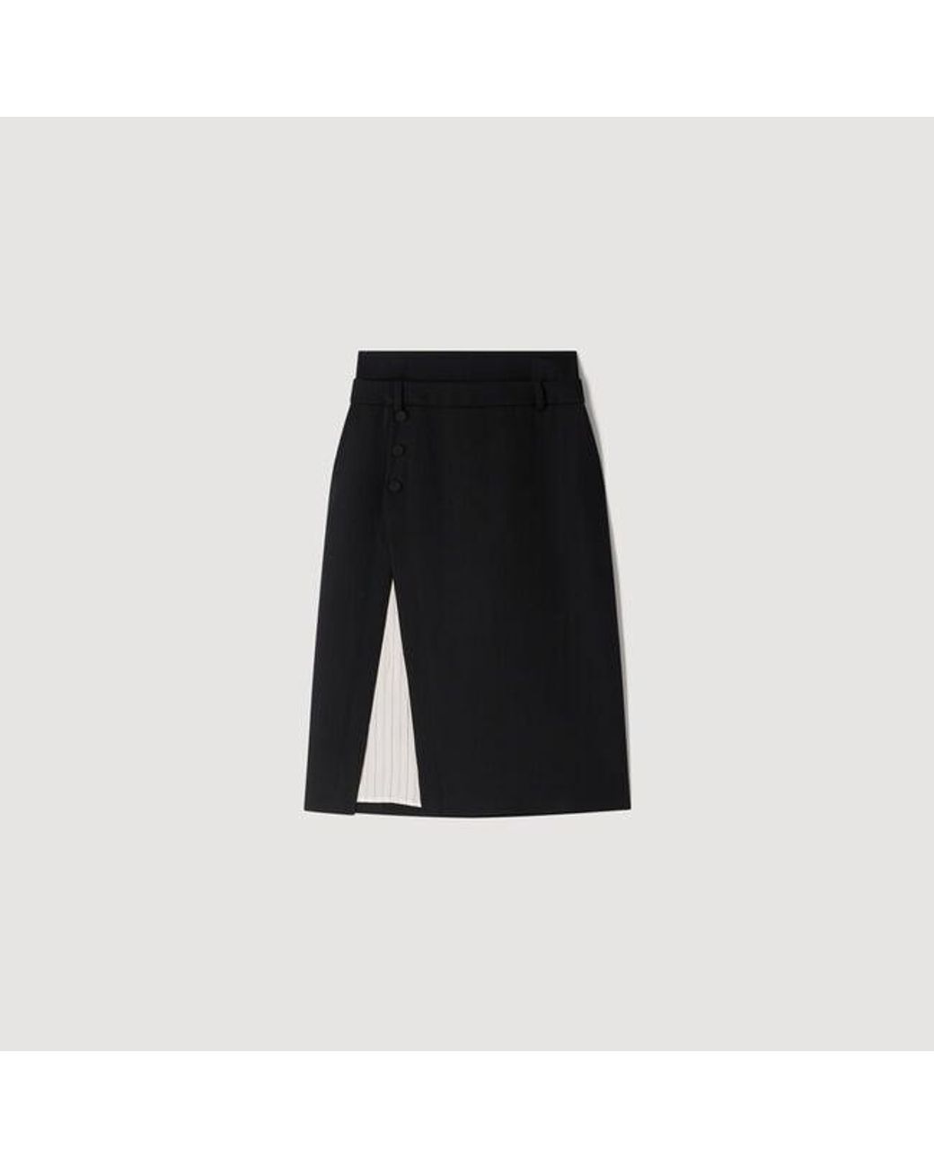Sandro Blue Mid-Length Slit Wool Skirt