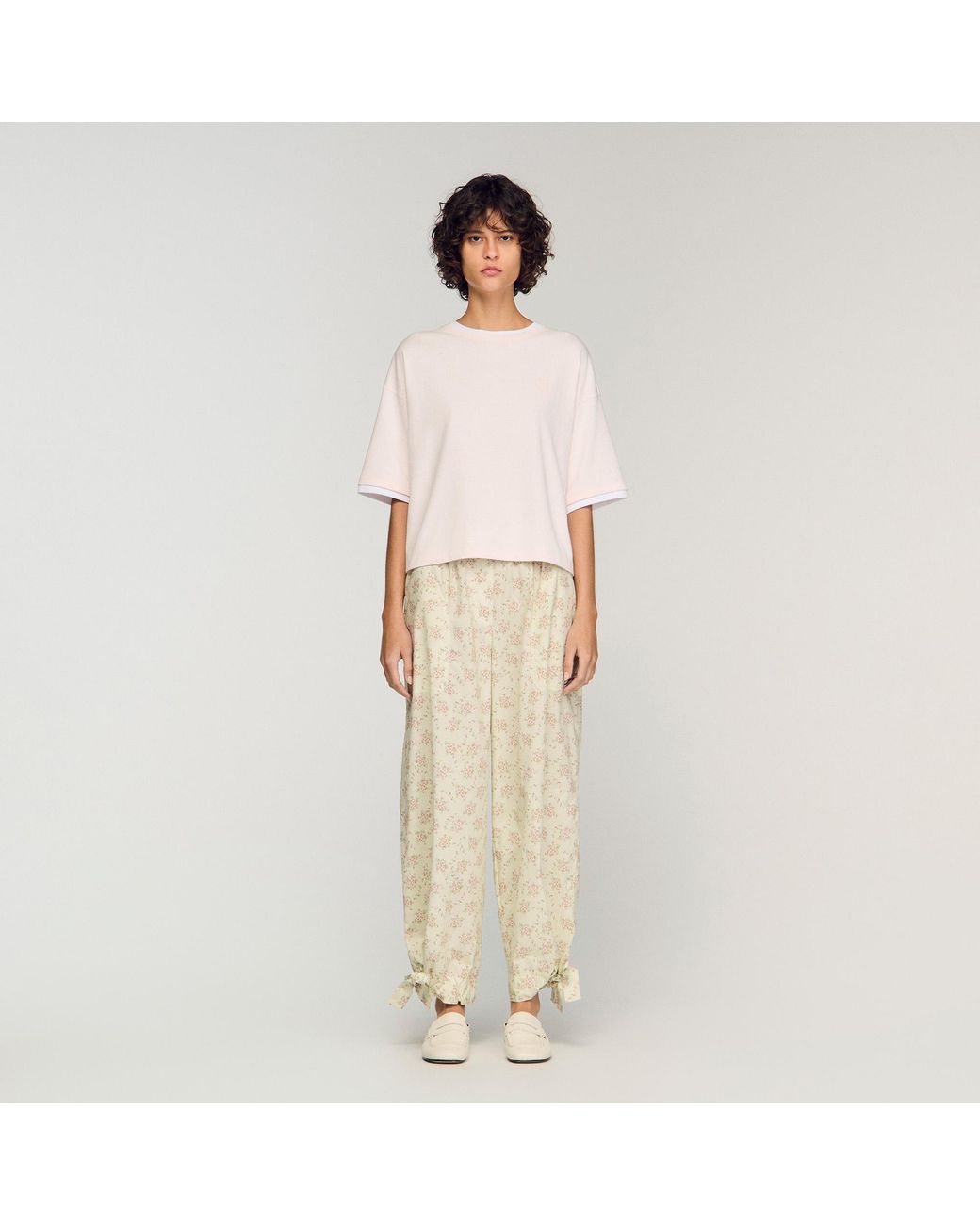 Sandro Natural T-Shirt With Contrasting Trim