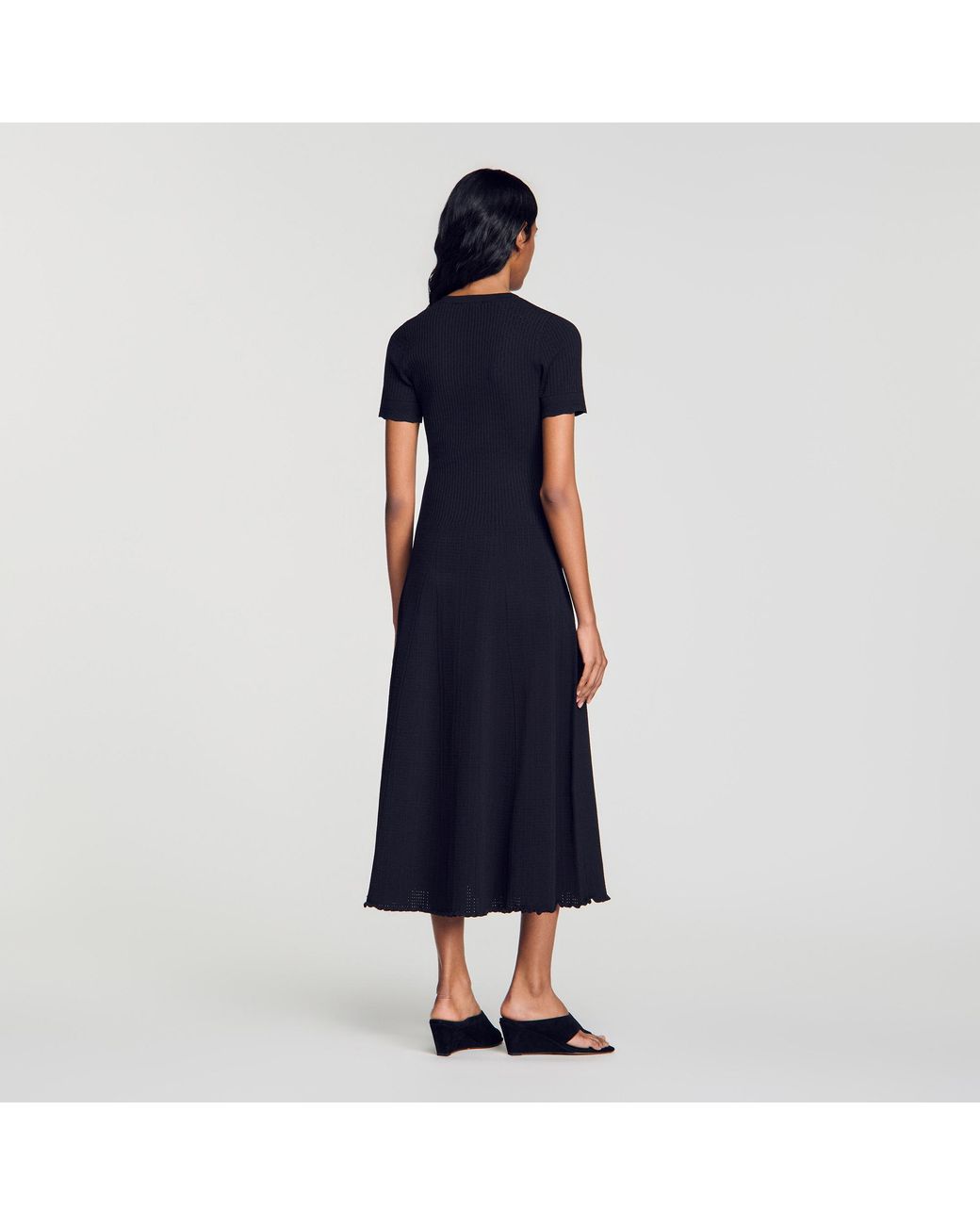 Sandro Blue Ribbed Knit Maxi Dress