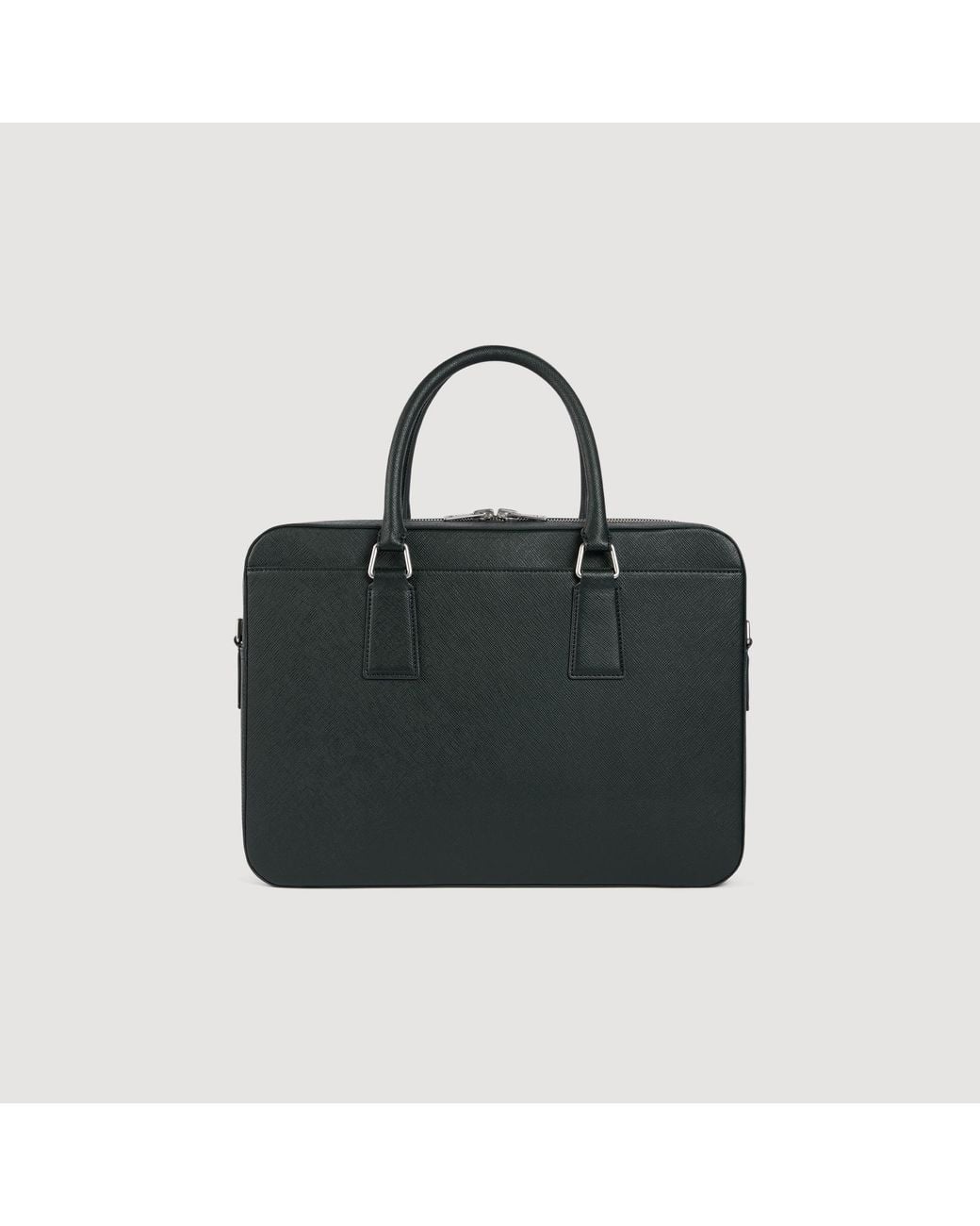 Sandro Black Large Reconstituted Leather Briefcase for men