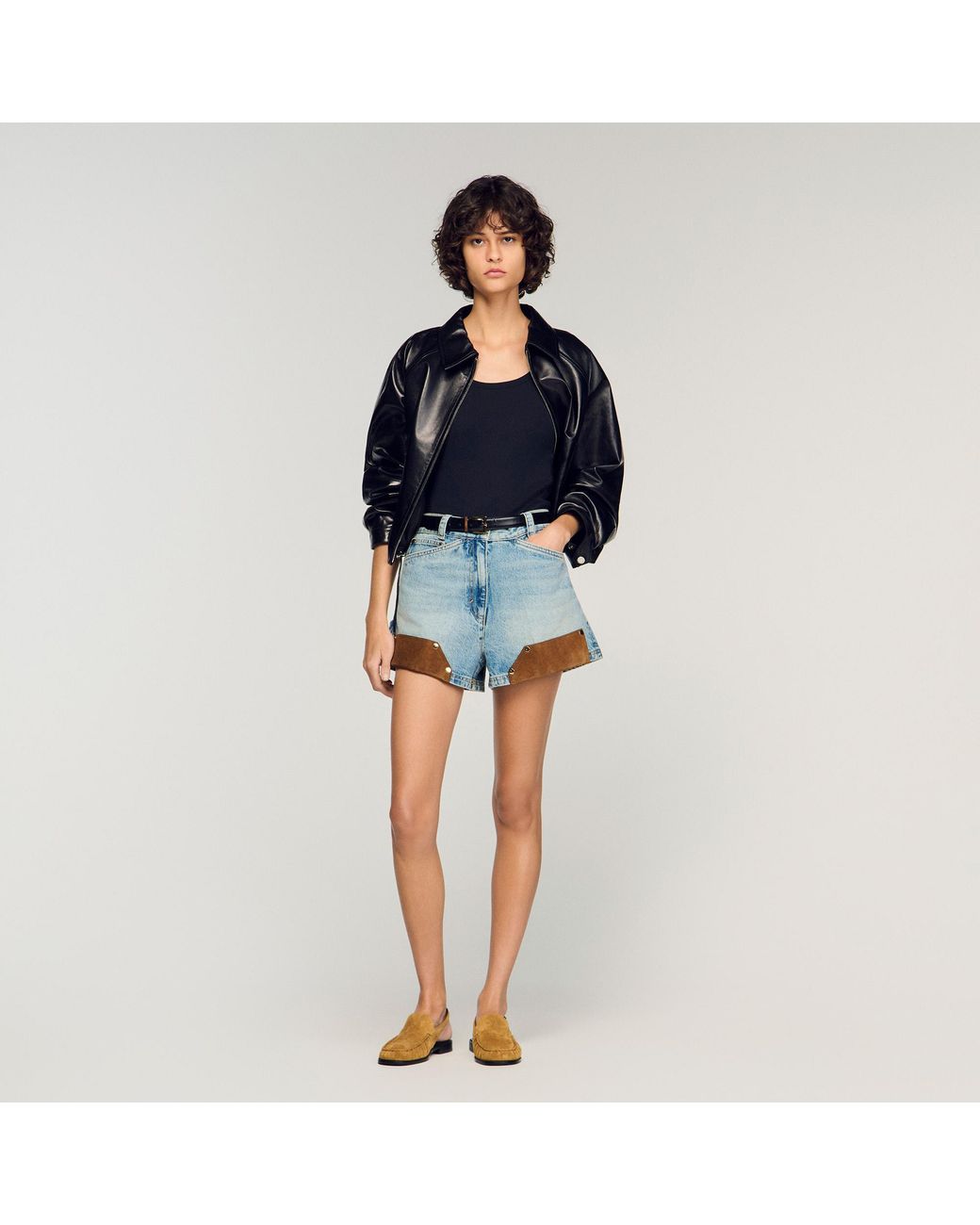 Sandro Blue Vest Top With Lace Detail