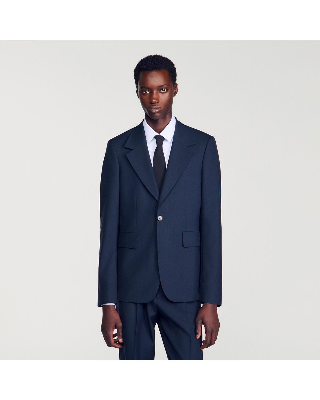 Sandro Blue Virgin Wool Suit Jacket for men