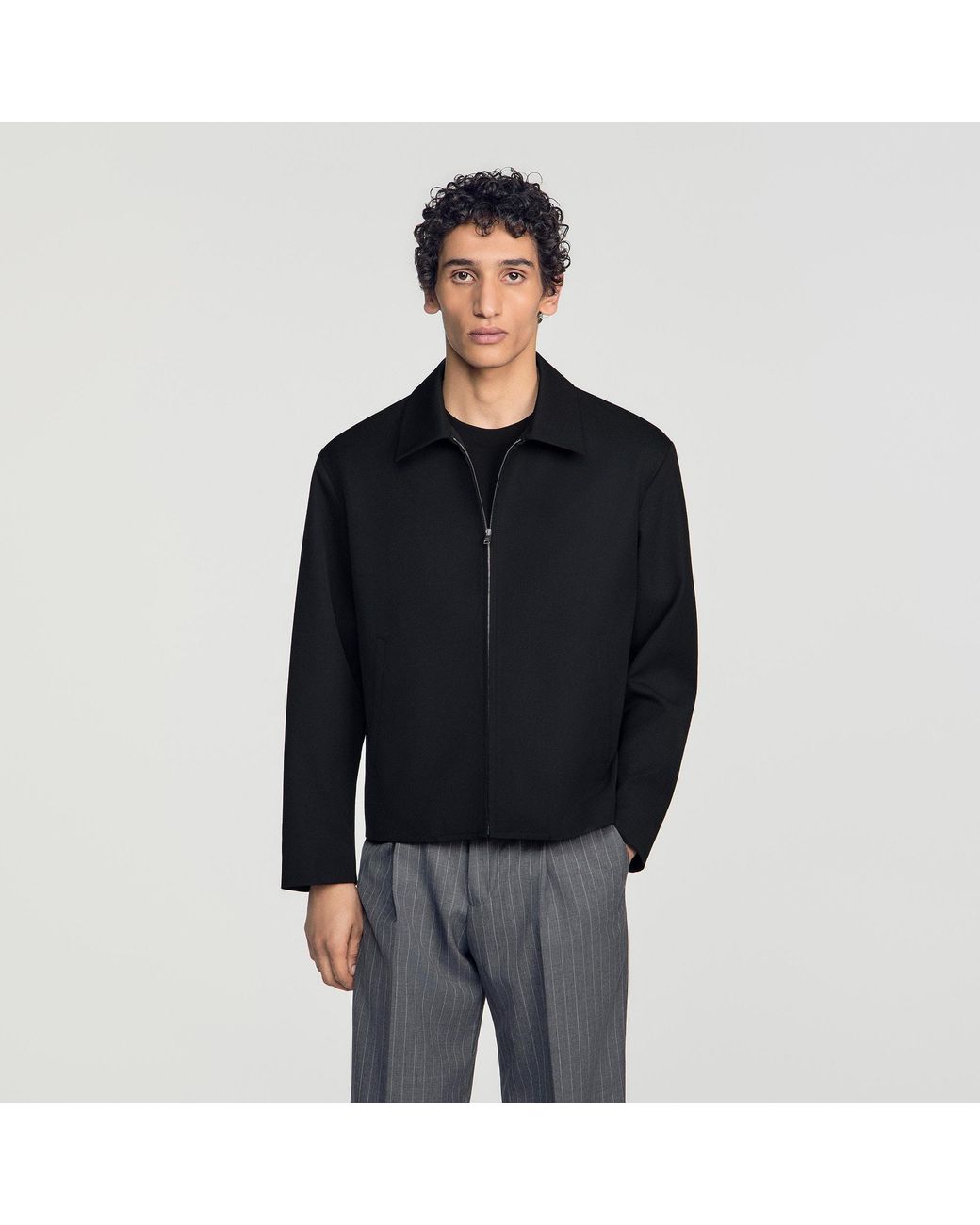 Sandro Black Zip-Up Jacket for men