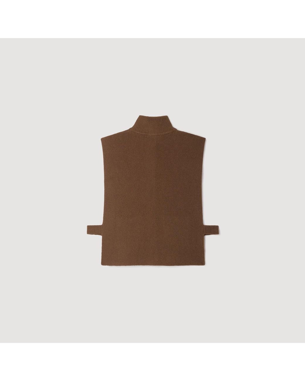 Sandro Brown Wool And Cashmere Standing Collar