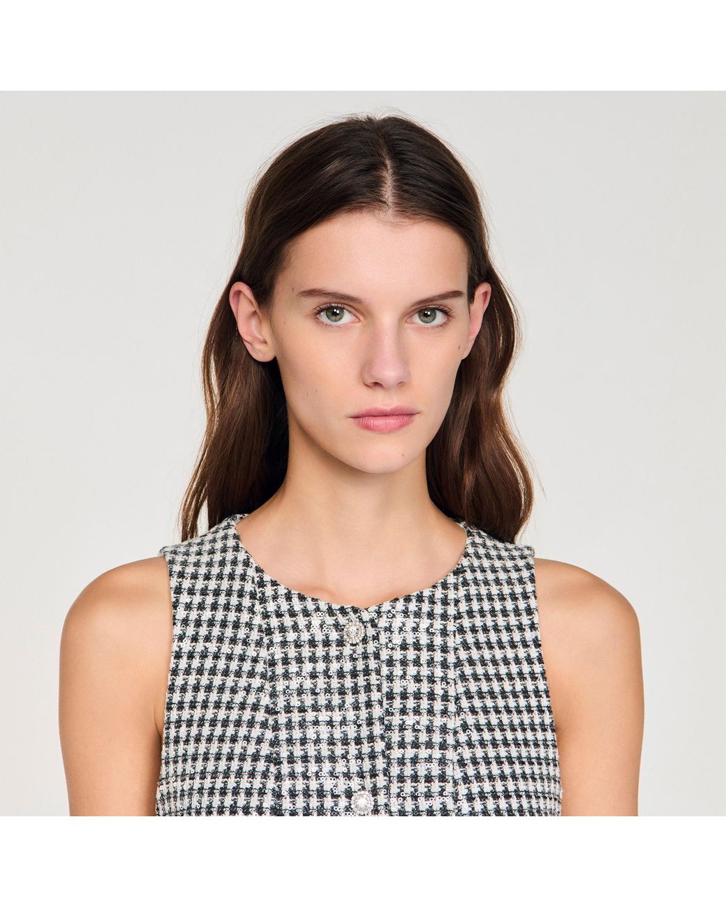 Sandro Multicolor Tweed And Sequin Short Dress