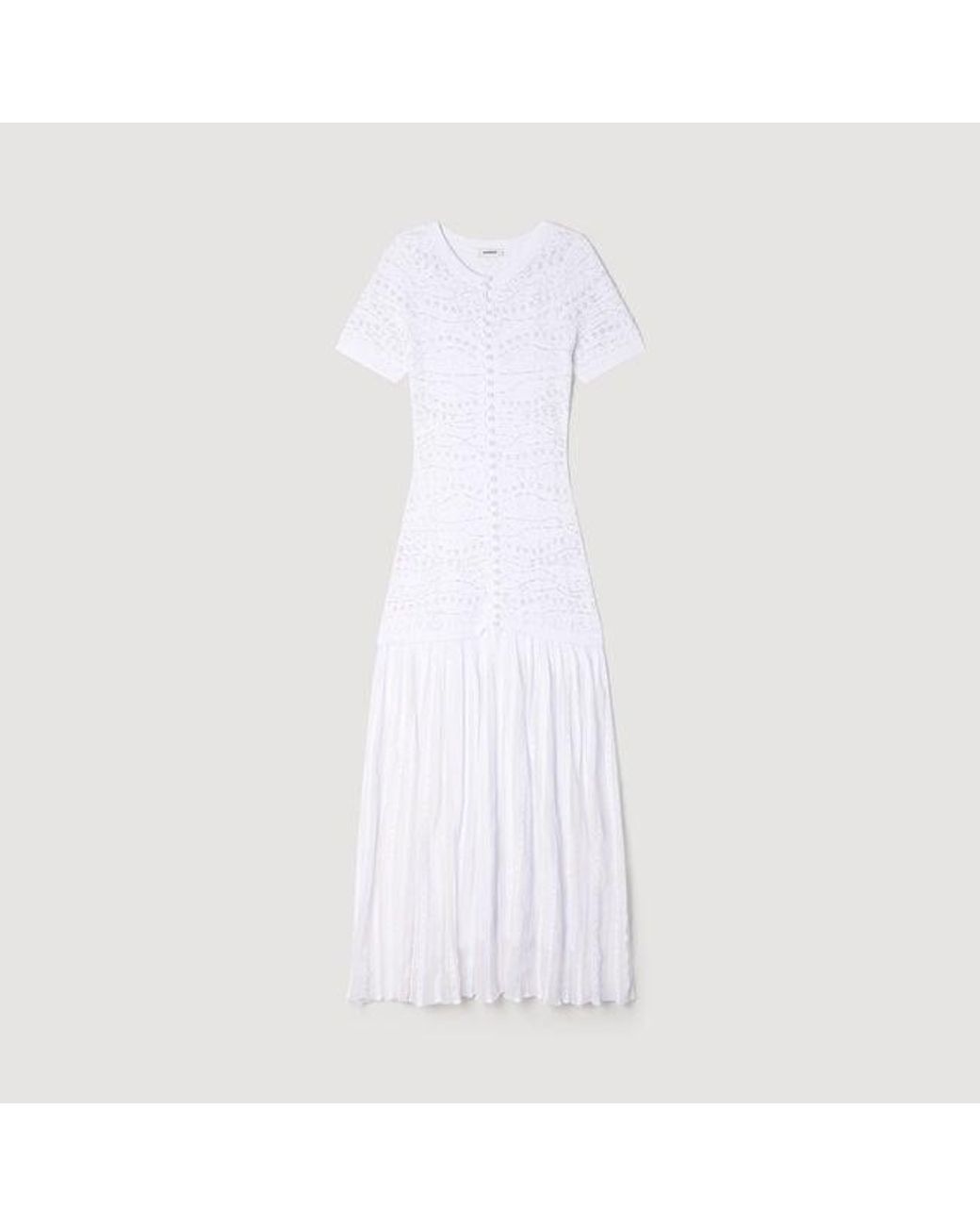 Sandro White Beaded Knit Maxi Dress