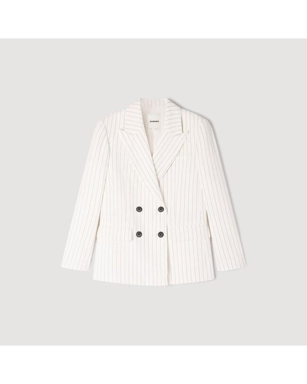 Sandro White Striped Suit Jacket