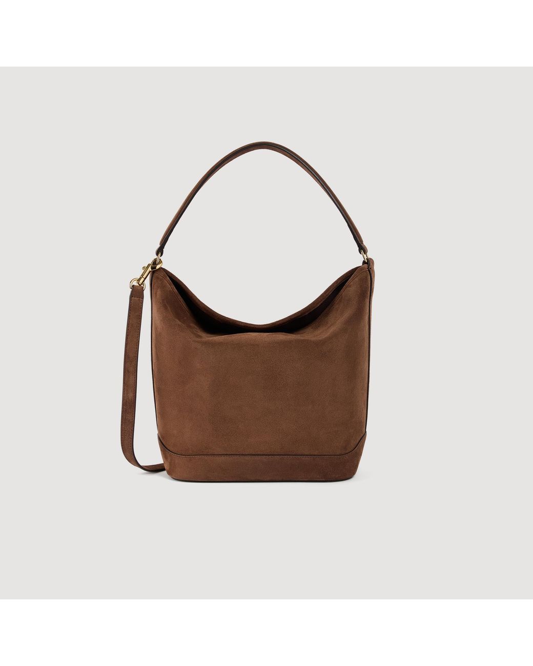 Sandro Brown Tangoso Suede Bucket Bag