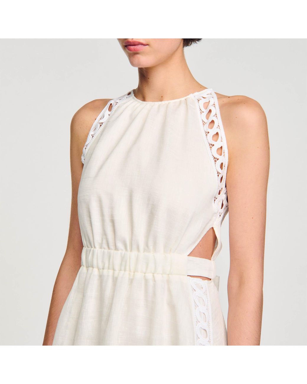 chinese dress ladies Sandro Womens Maxi Dress, 42, White at Amazon Women's Clothing store