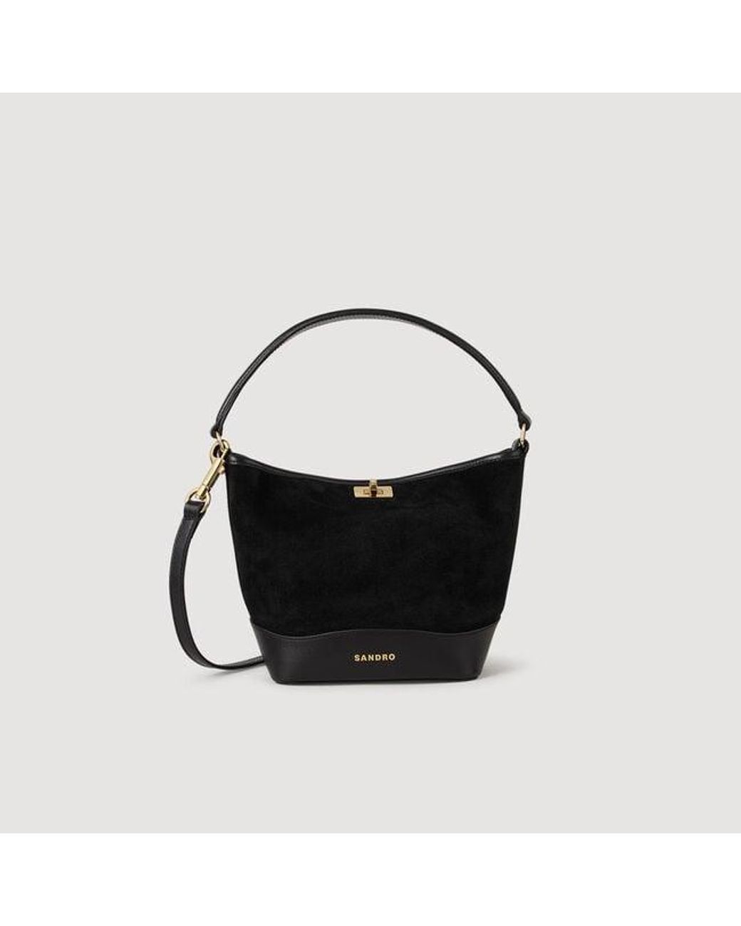 Sandro Black Mini Tangoso Suede And Leather Bag