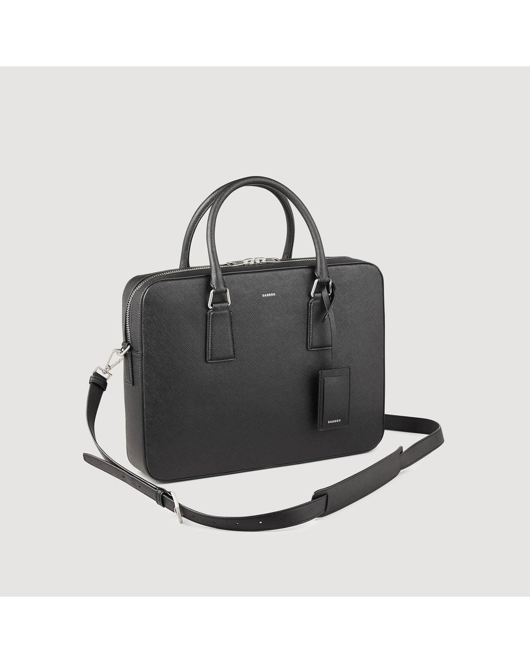 Sandro Black Reconstituted Leather Briefcase for men