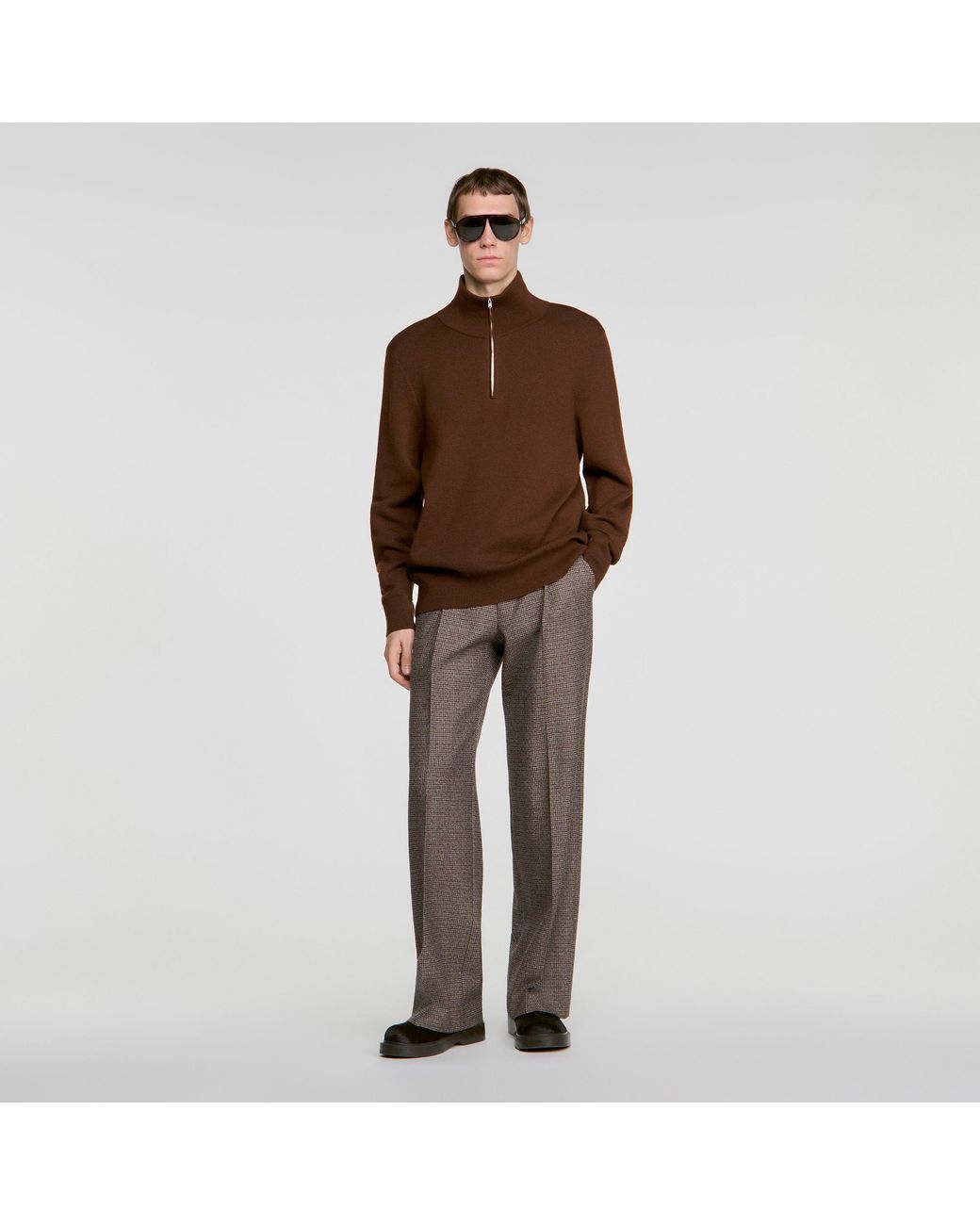 Sandro Brown Jumper With Standing Collar for men