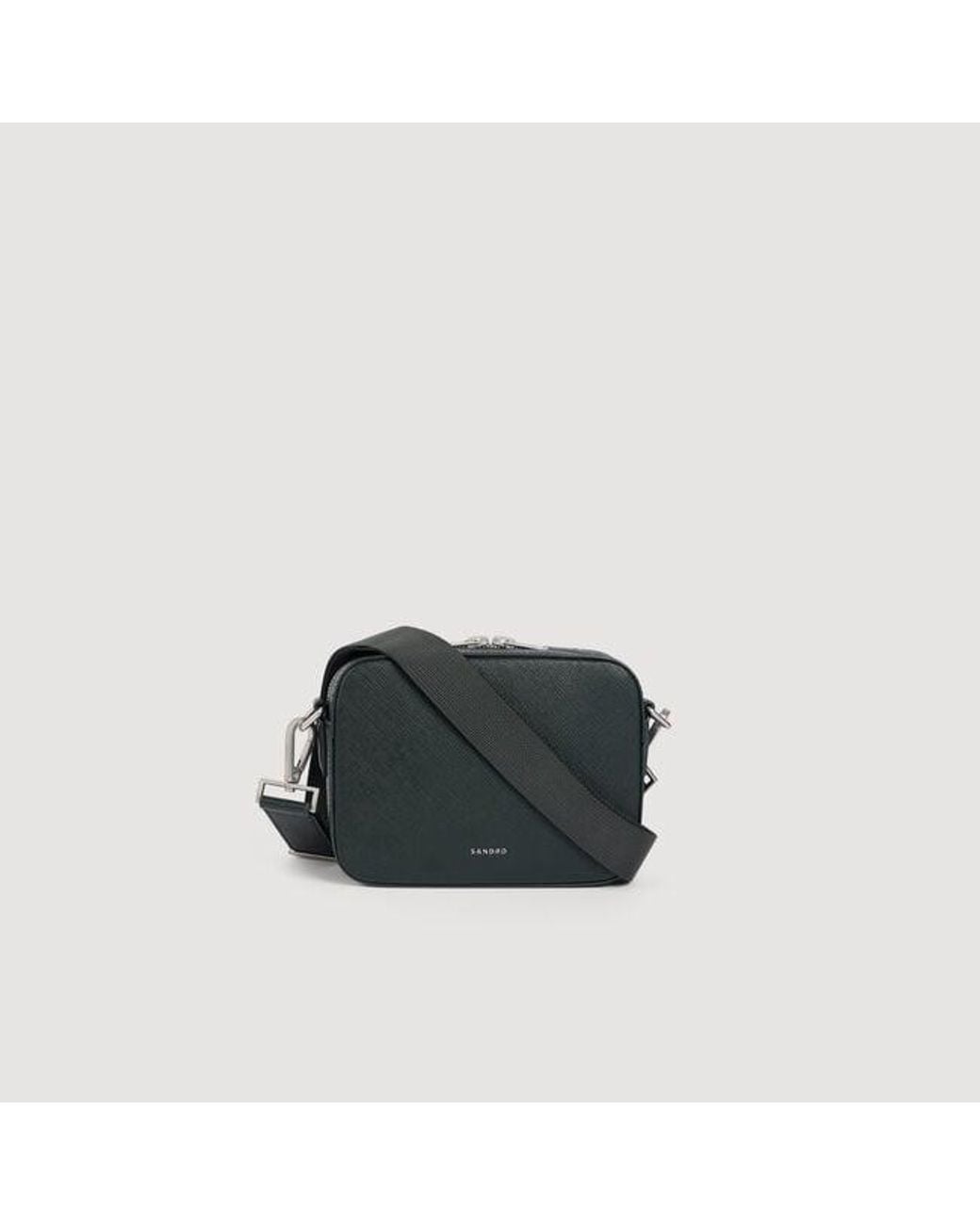 Sandro Black Small Reconstituted Leather Logo Bag for men
