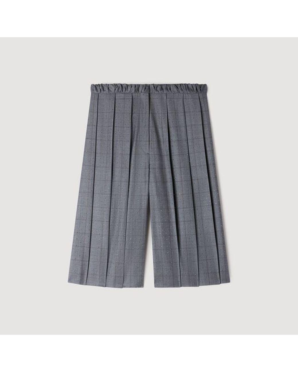Sandro Blue Check Wool Shorts