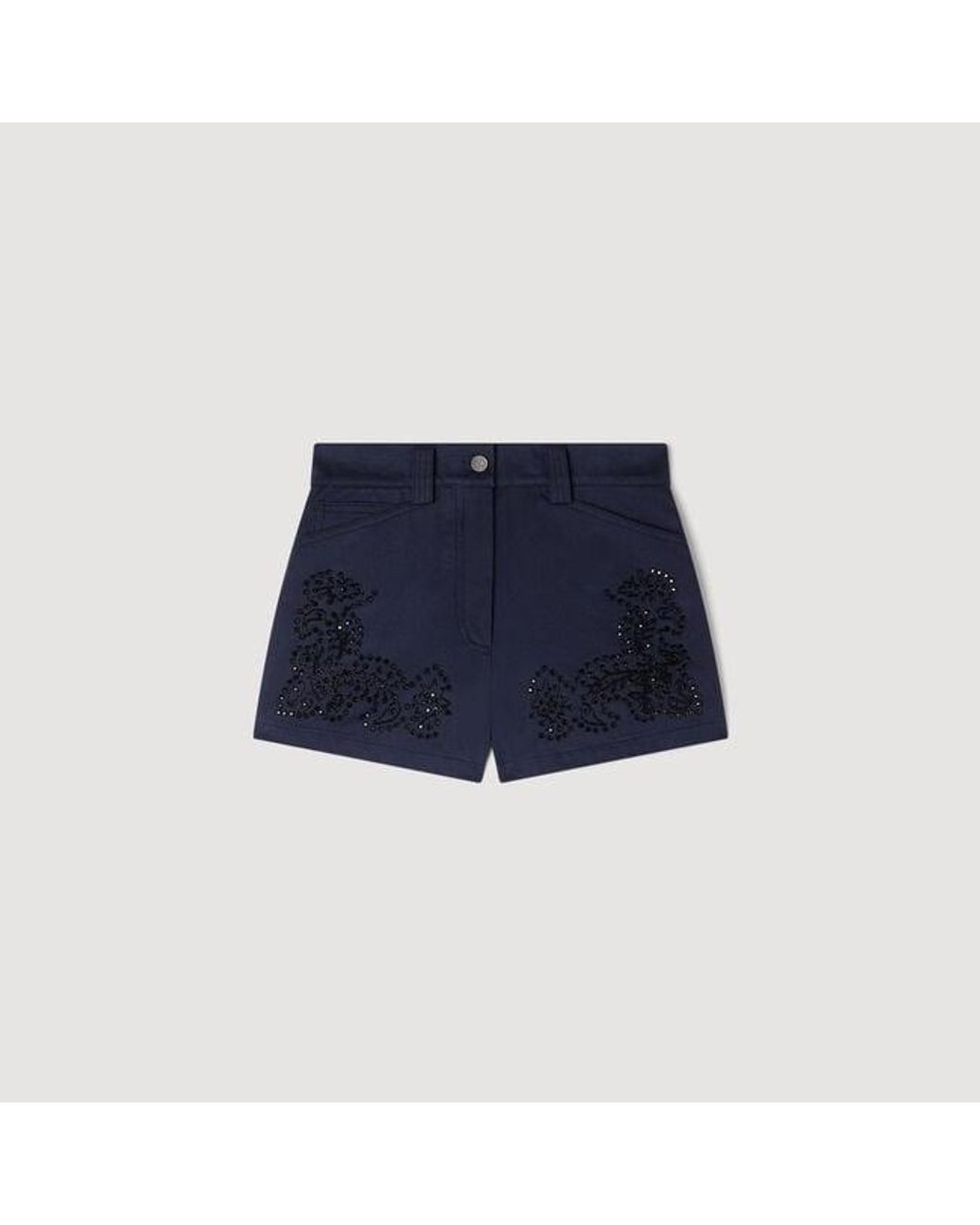 Sandro Blue Embroidered Cotton Shorts