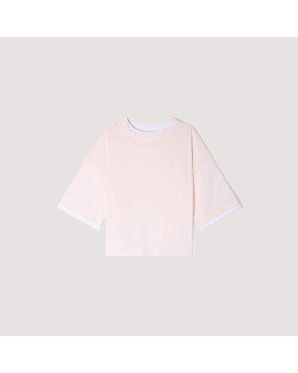 Sandro Natural T-Shirt With Contrasting Trim