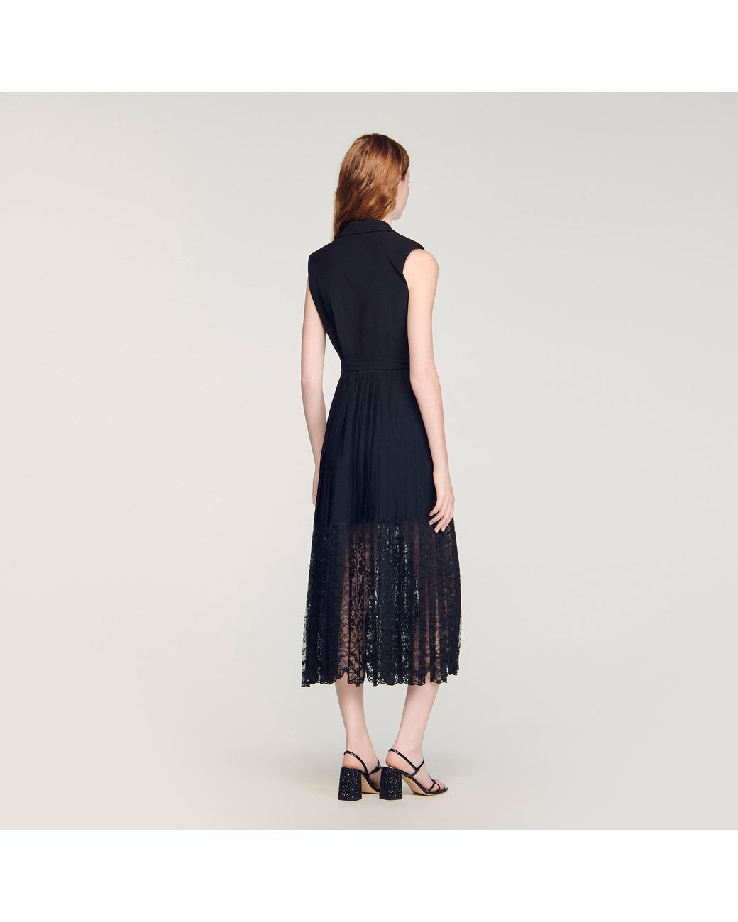 Sandro Blue Lace Collar Maxi Dress