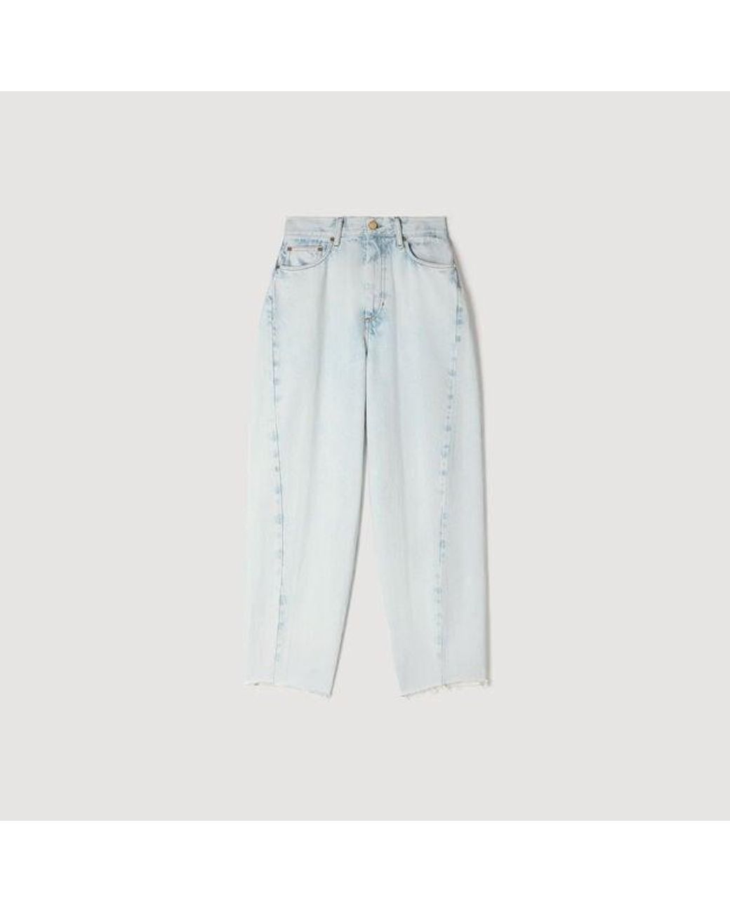 Sandro Blue Faded Barrel Cotton Jeans