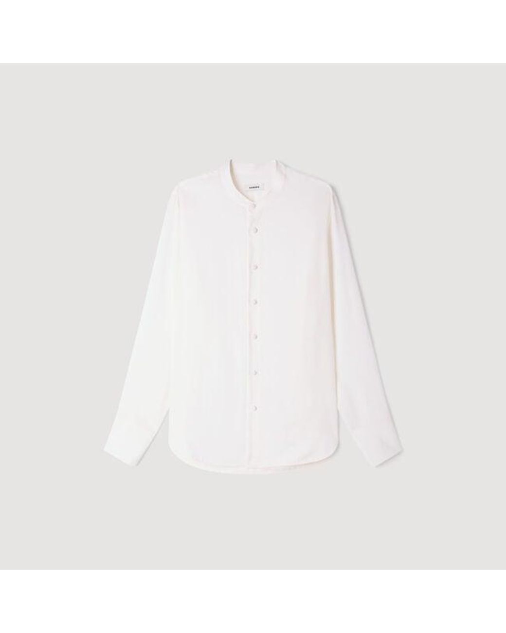 Sandro White Loose-Fit Mandarin Collar Shirt for men