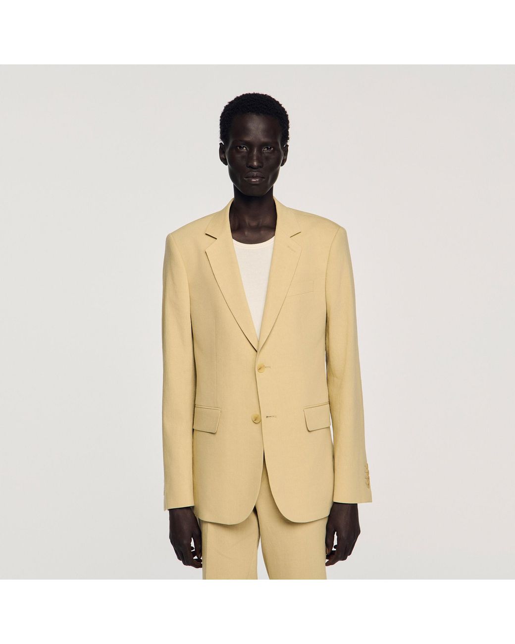 Sandro Metallic Classic Linen Suit Jacket for men