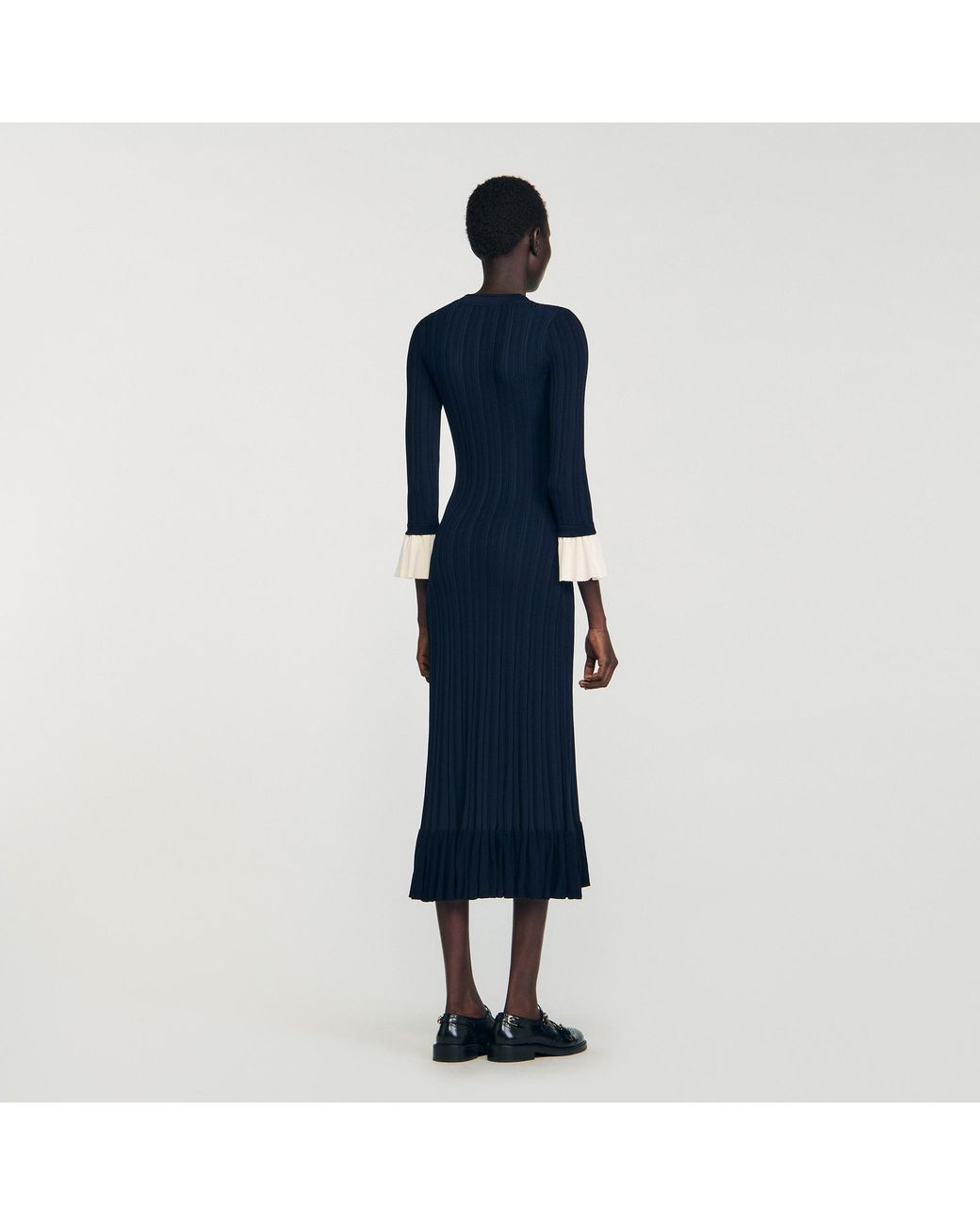 Sandro Blue Two-Tone Knit Maxi Dress