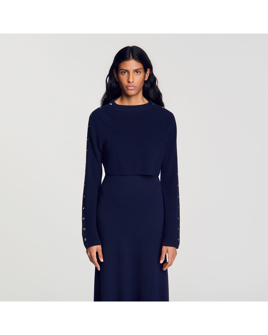 Sandro Blue In-1 Knit Maxi Dress