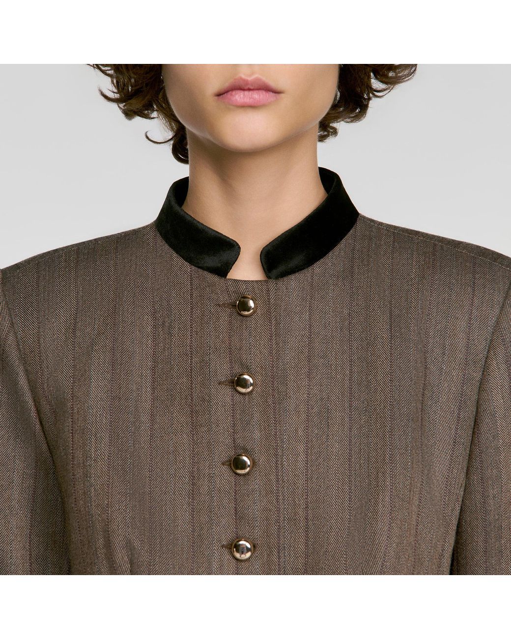 Sandro Black Striped Wool Suit Jacket