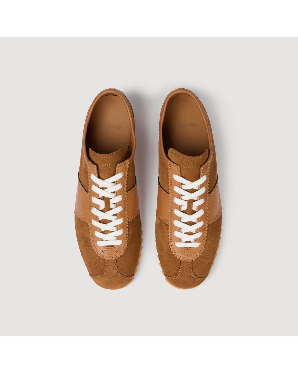 Sandro Brown Leather And Suede Low-Top Sneakers for men