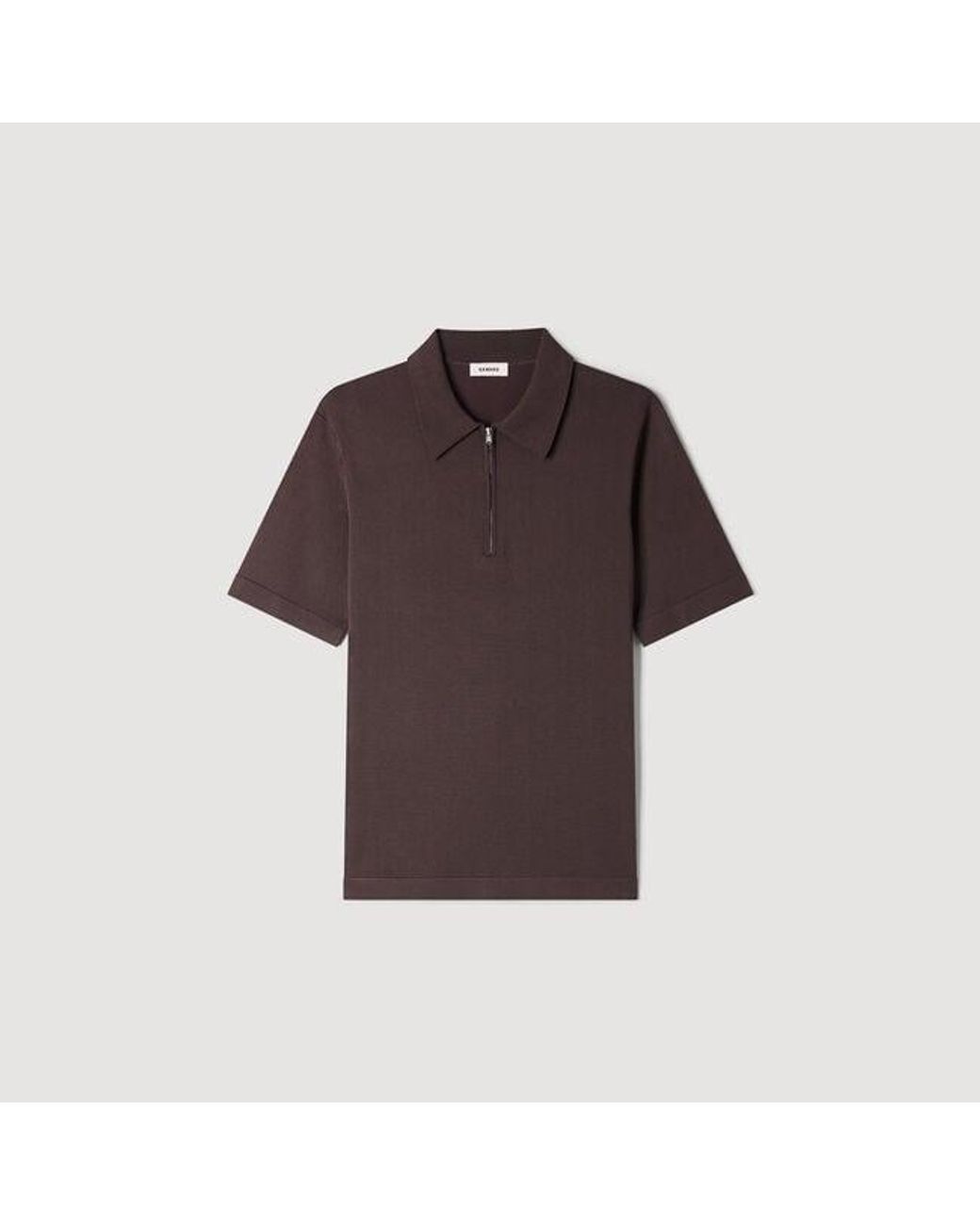 Sandro Blue Zip-Up Knit Polo Shirt for men
