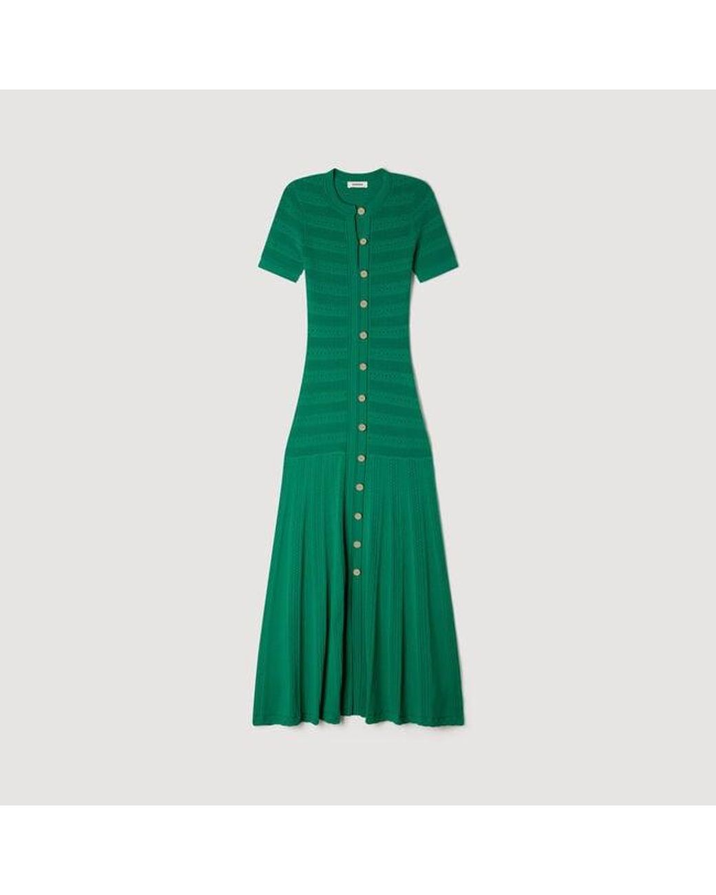 Sandro Green Knit Maxi Dress