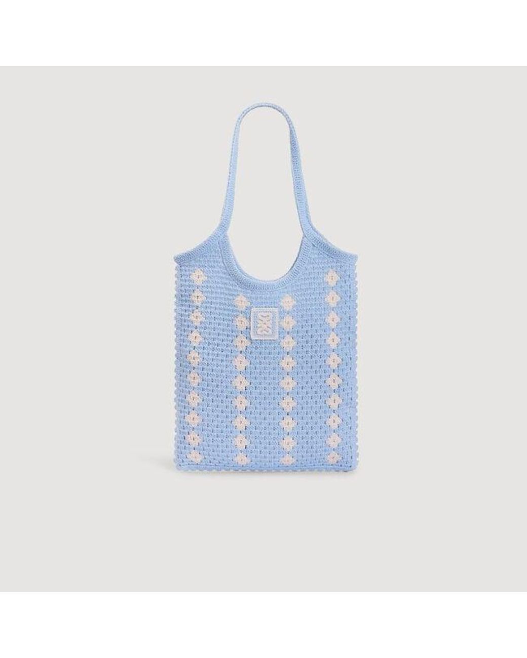 Sandro Blue Two-Tone Crochet Bag