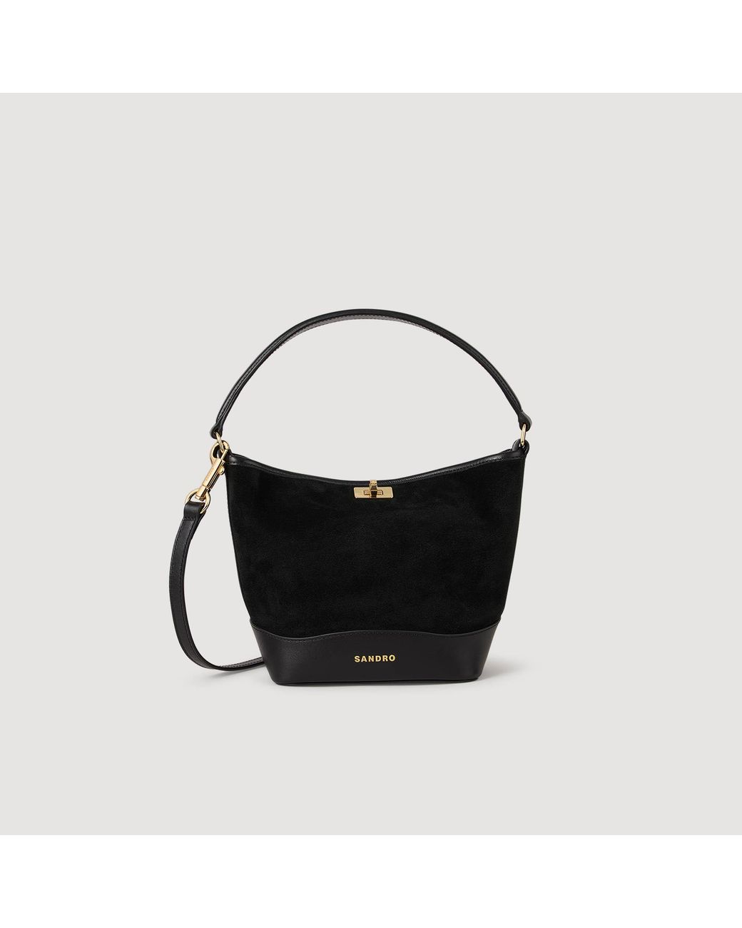 Sandro Black Mini Tangoso Suede And Leather Bag