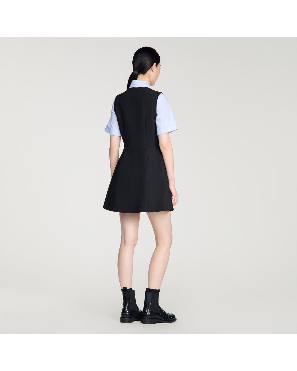 Sandro Black 2-In-1 Short Dress