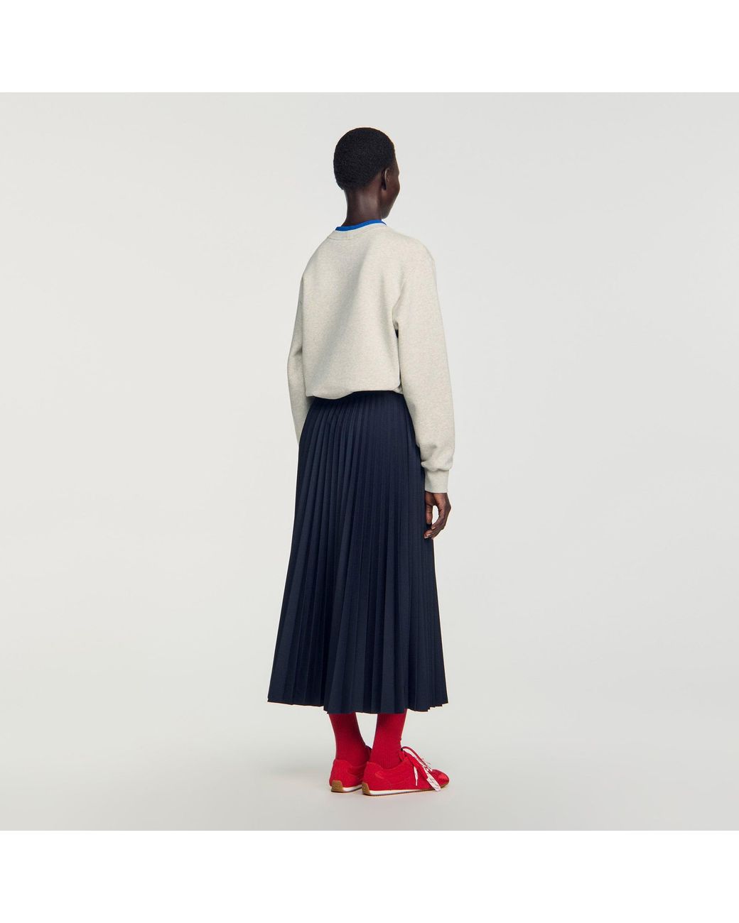 Sandro Blue Long Pleated Skirt