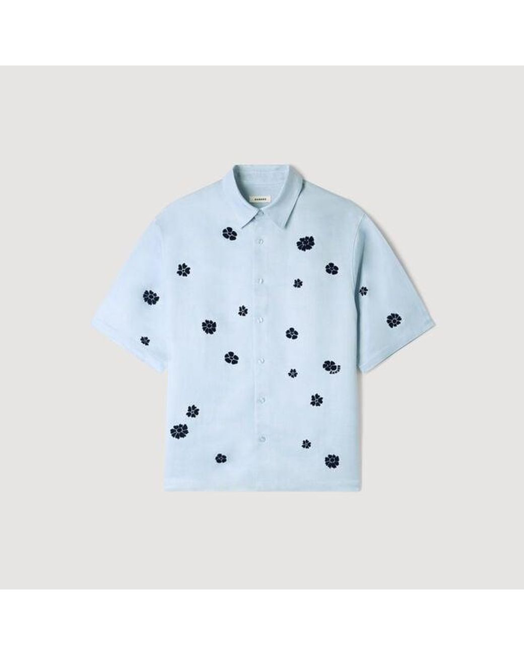 Sandro Blue Loose-Fit Floral Shirt for men