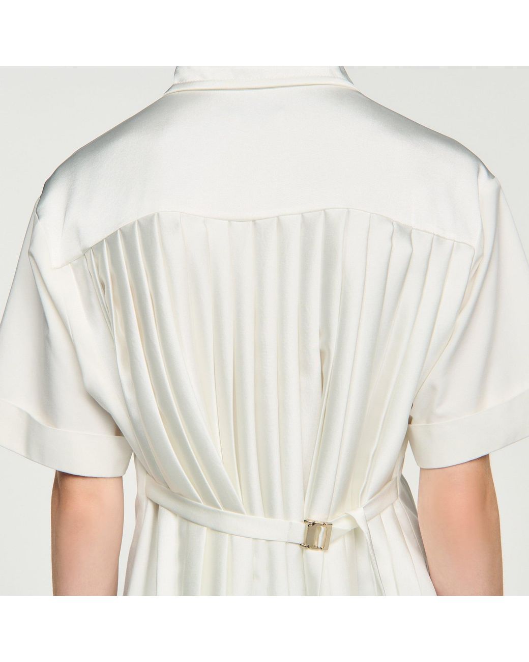 Sandro White Pleated Back Shirt