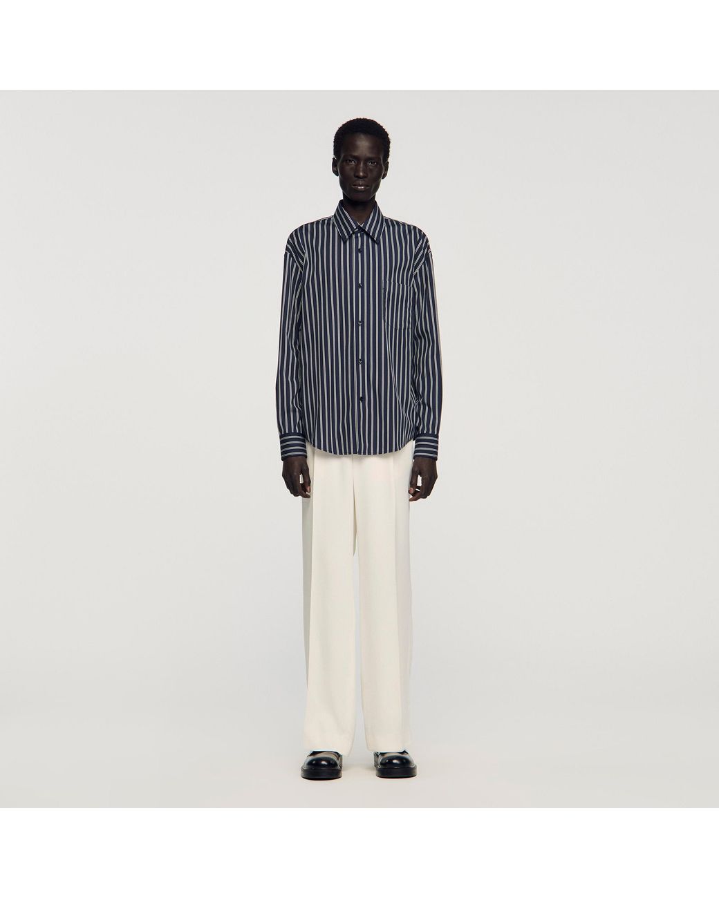 Sandro Blue Striped Cotton Shirt for men