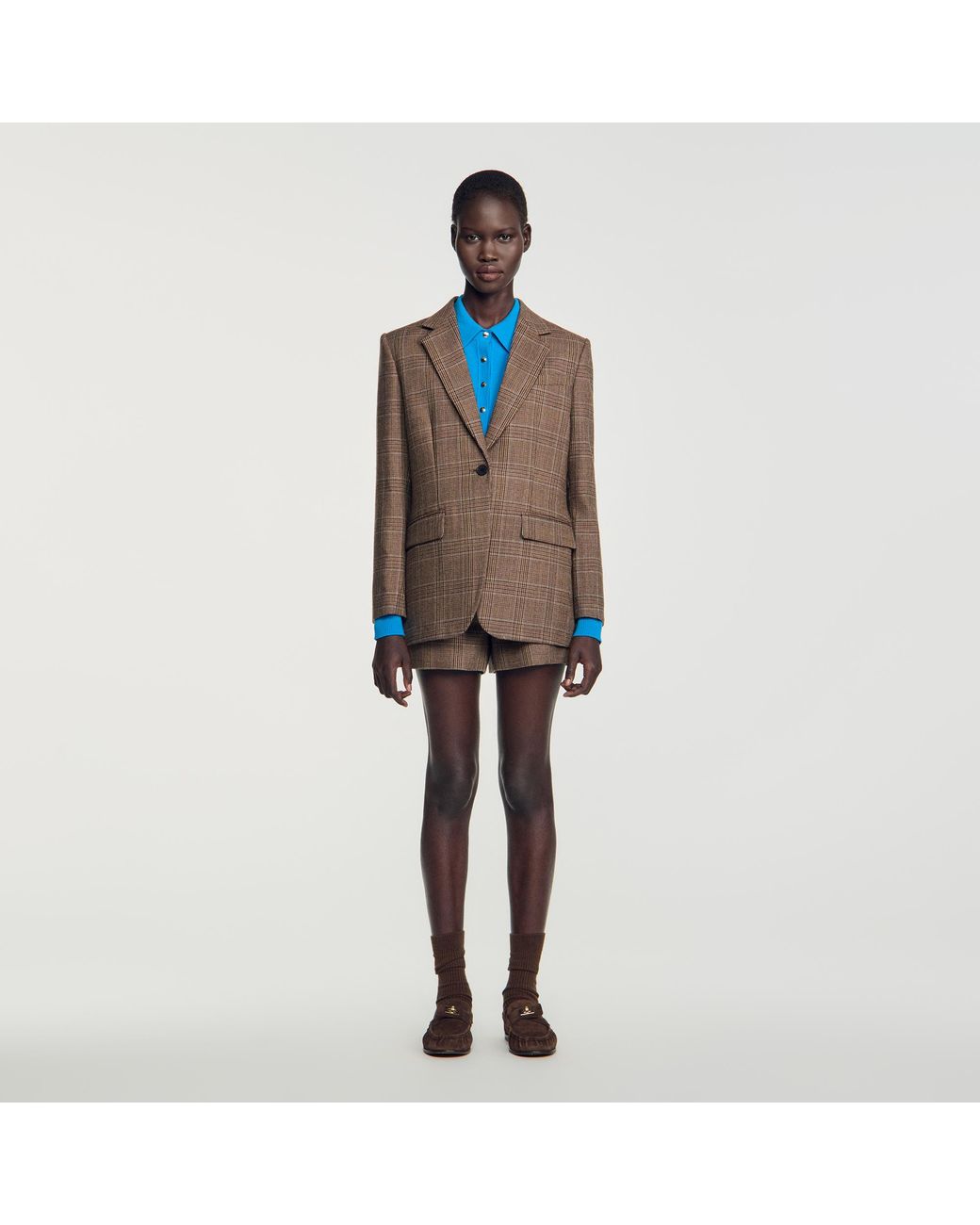 Sandro Blue Check Wool Jacket