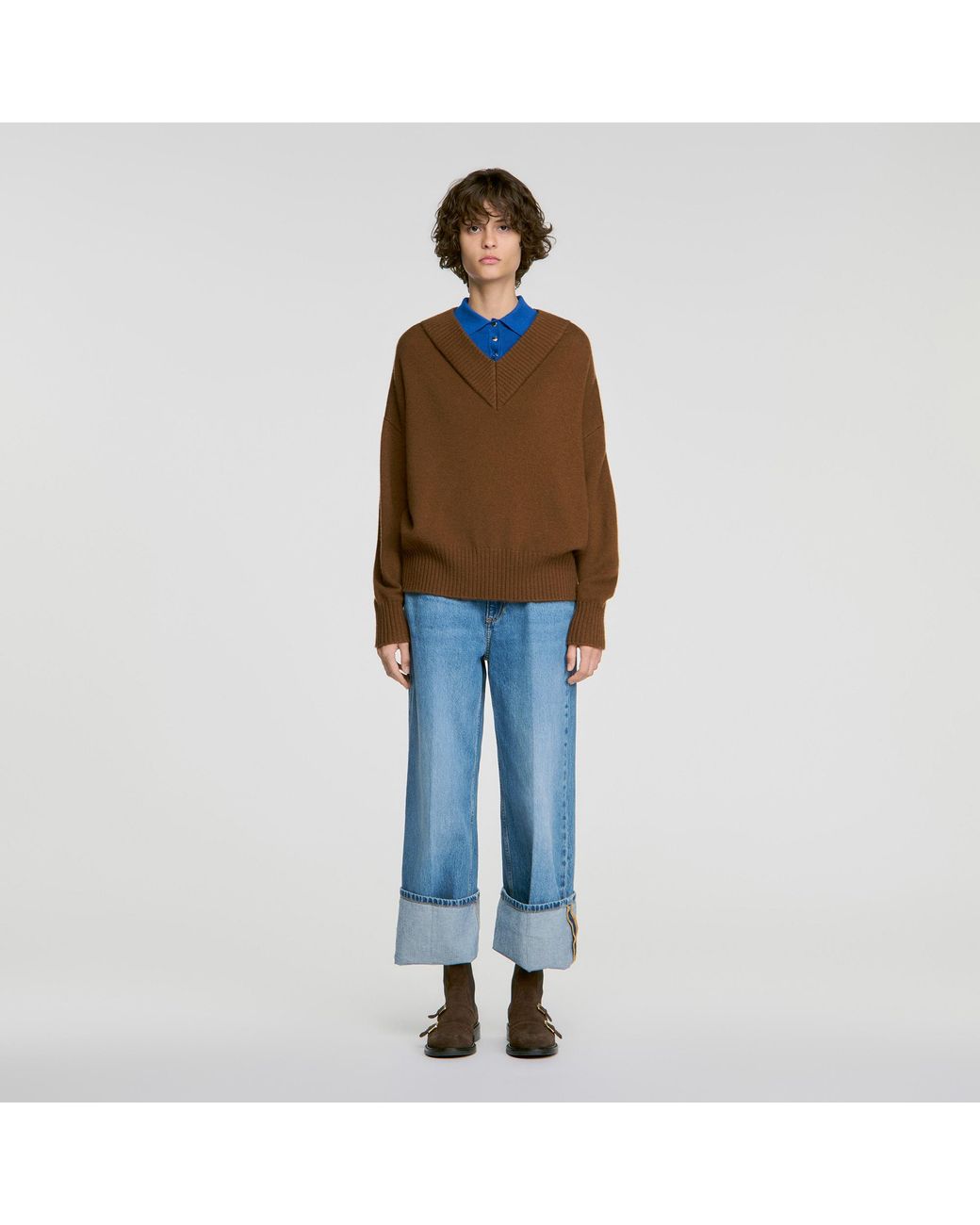 Sandro Blue 2-In-1 Wool And Cashmere Sweater