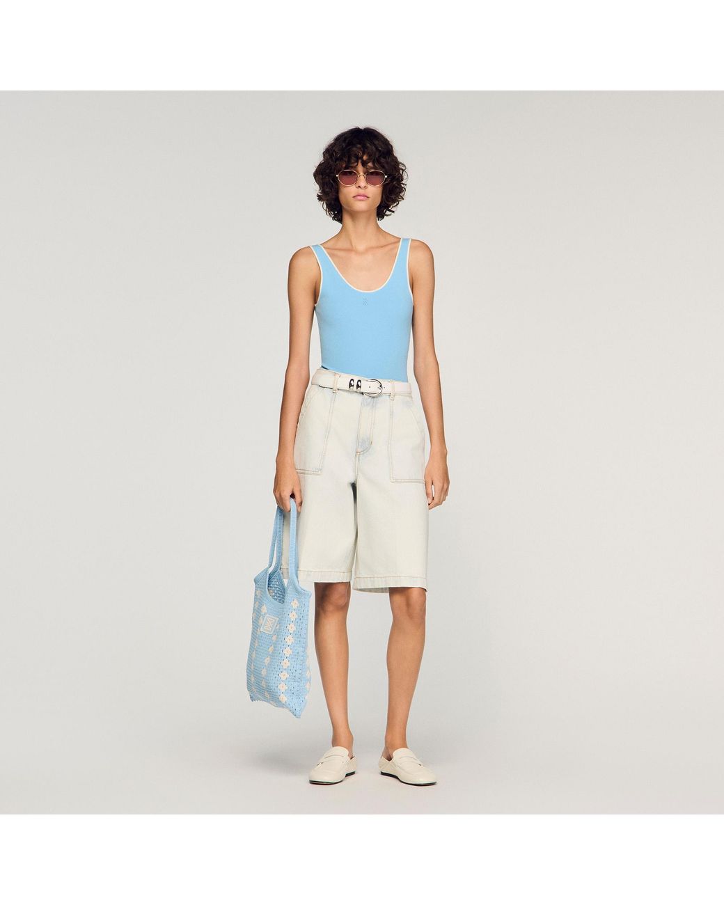 Sandro Blue Knit Bodysuit